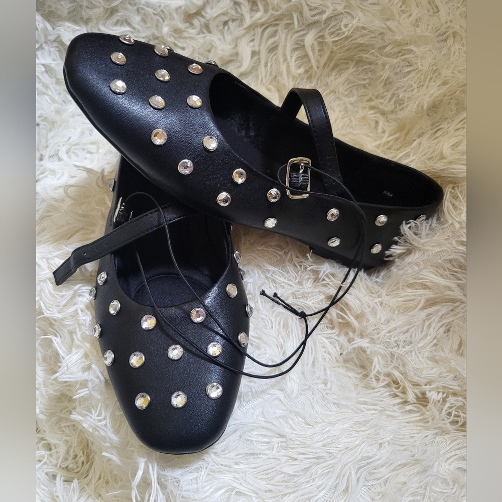 POP Vitalize black 6M Studded Ballet Flats BNIB